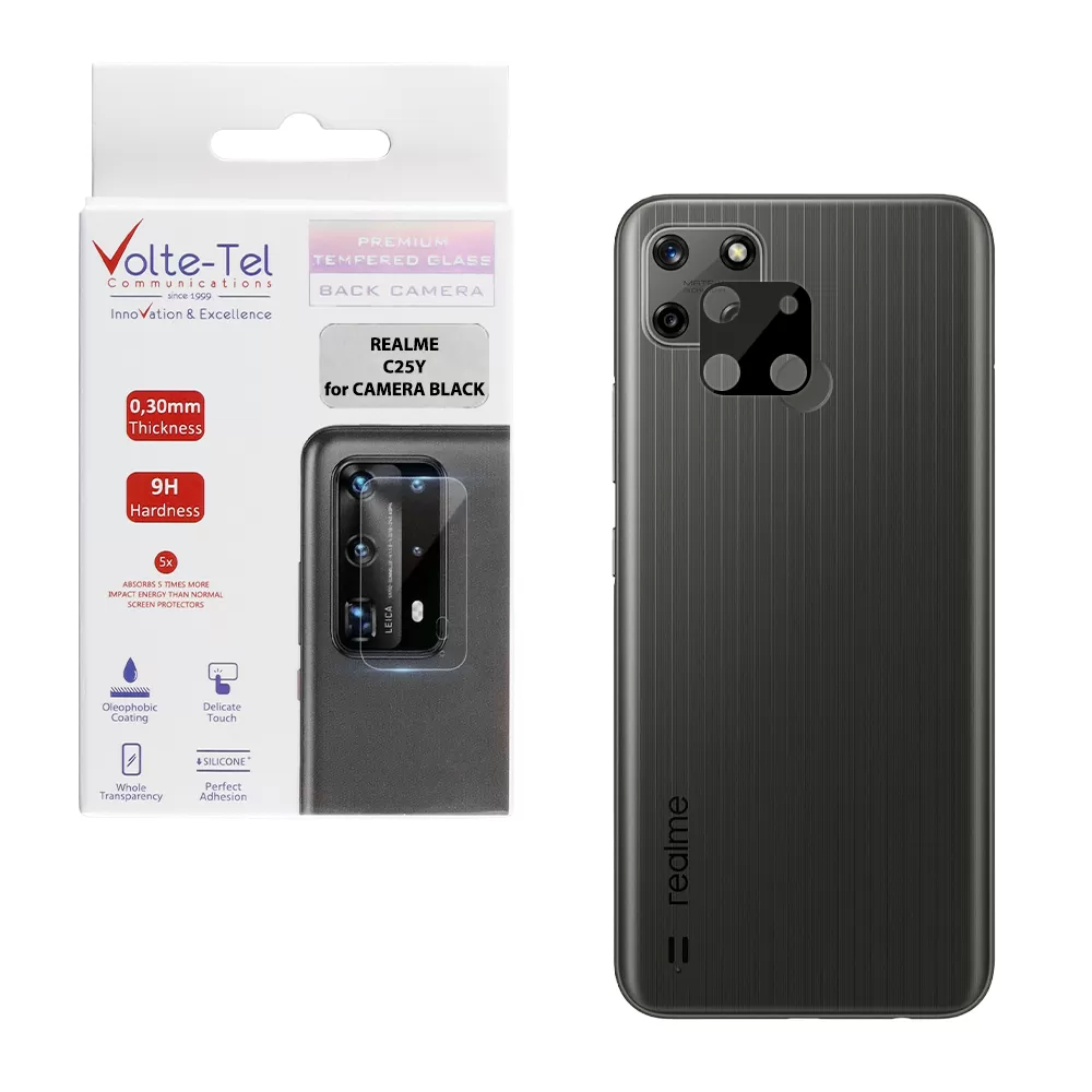 matshop.gr - VOLTE-TEL TEMPERED GLASS REALME C25Y 6.5" 9H 0.25mm 3D CURVED FOR CAMERA BLACK