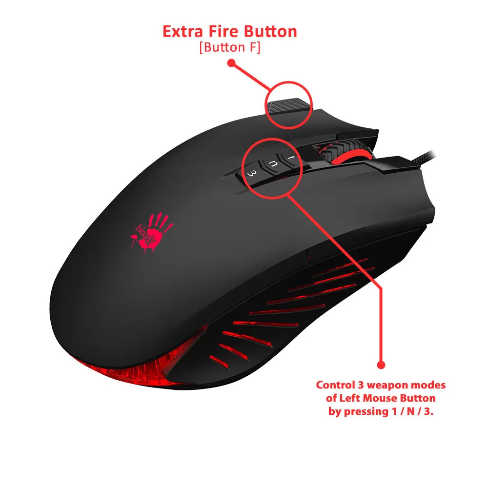 matshop.gr - BLOODY ΕΝΣΥΡΜΑΤΟ ΠΟΝΤΙΚΙ V9M ΜΕ ΕΞΤΡΑ 3 ΚΟΥΜΠΙΑ USB X'GLIDE GAMING MOUSE 4,000 CPI NON-ACTIVATED BLACK GR