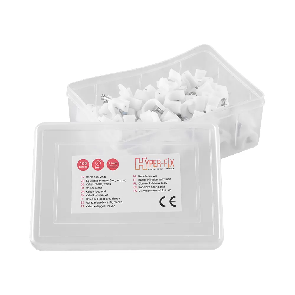 matshop.gr - HYPER-FIX ΡΟΚΑ ΓΙΑ ΔΙΑΜΕΤΡΟ ΚΑΛΩΔΙΟΥ 8mm ΥΨΟΣ 9.4mm - ΚΑΡΦΙ 1.70x15mm ΑΣΠΡΟ - ΚΟΥΤΙ 100 ΤΕΜ
