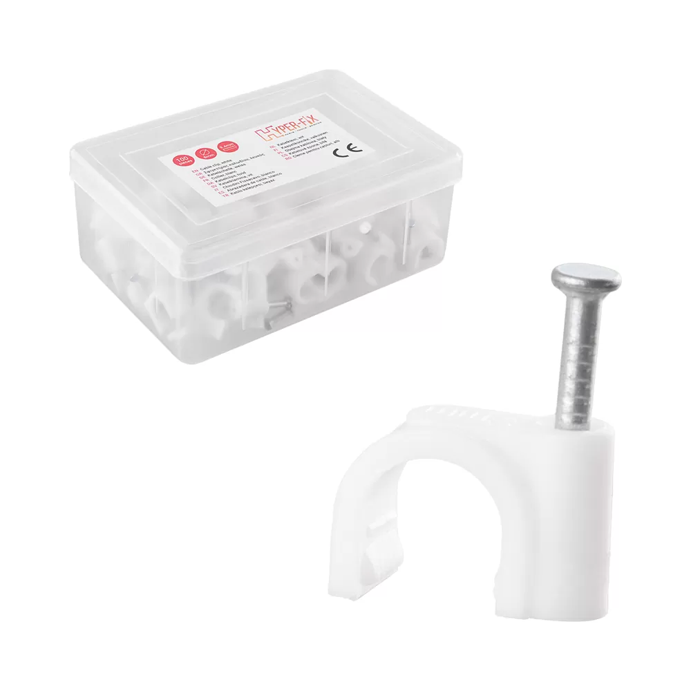 matshop.gr - HYPER-FIX ΡΟΚΑ ΓΙΑ ΔΙΑΜΕΤΡΟ ΚΑΛΩΔΙΟΥ 8mm ΥΨΟΣ 9.4mm - ΚΑΡΦΙ 1.70x15mm ΑΣΠΡΟ - ΚΟΥΤΙ 100 ΤΕΜ