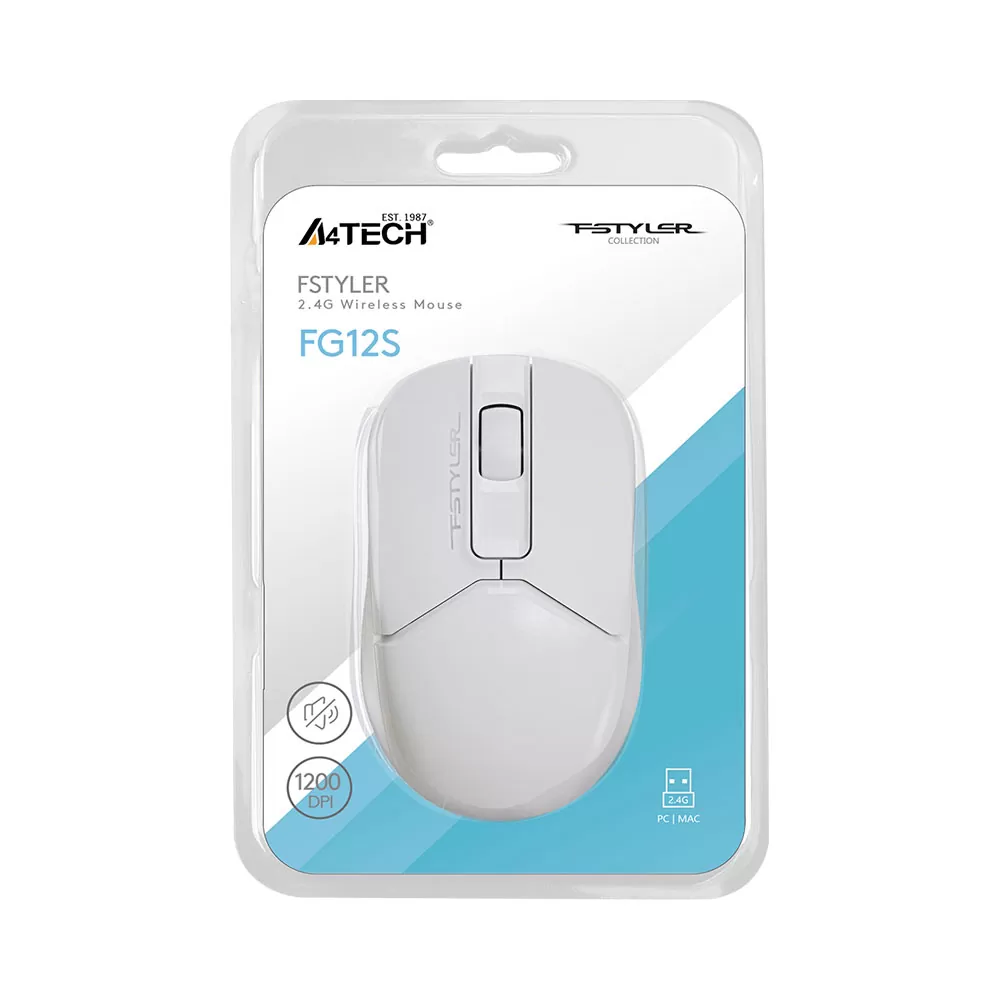 matshop.gr - A4 TECH FSTYLER ΑΣΥΡΜΑΤΟ ΠΟΝΤΙΚΙ FG12S WIRELESS 2.4G MOUSE 1200 DPI ΑΘΟΡΥΒΟ CLICK BLACK GR