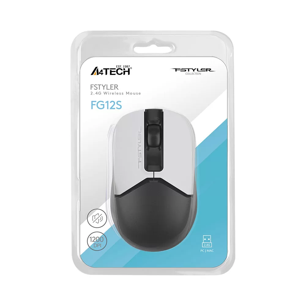 matshop.gr - A4 TECH FSTYLER ΑΣΥΡΜΑΤΟ ΠΟΝΤΙΚΙ FG12S WIRELESS 2.4G MOUSE 1200 DPI ΑΘΟΡΥΒΟ CLICK BLACK GR