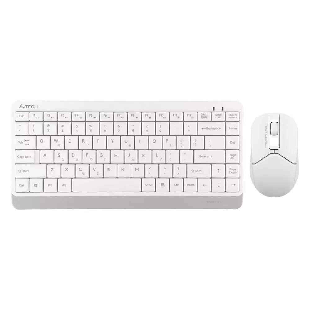 matshop.gr - A4 TECH FSTYLER COMBO FG1112S ΑΣΥΡΜΑΤΟ ΠΛΗΚΤΡΟΛΟΓΙΟ Η/Υ USB FGK-11 EN/GR + ΑΣΥΡΜΑΤΟ ΠΟΝΤΙΚΙ FG12S ΑΘΟΡΥΒΟ CLICK WHITE GR