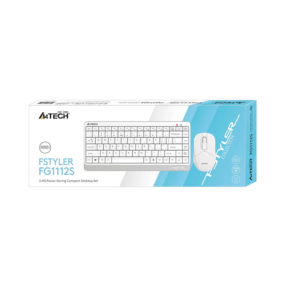 matshop.gr - A4 TECH FSTYLER COMBO FG1112S ΑΣΥΡΜΑΤΟ ΠΛΗΚΤΡΟΛΟΓΙΟ Η/Υ USB FGK-11 EN/GR + ΑΣΥΡΜΑΤΟ ΠΟΝΤΙΚΙ FG12S ΑΘΟΡΥΒΟ CLICK WHITE GR