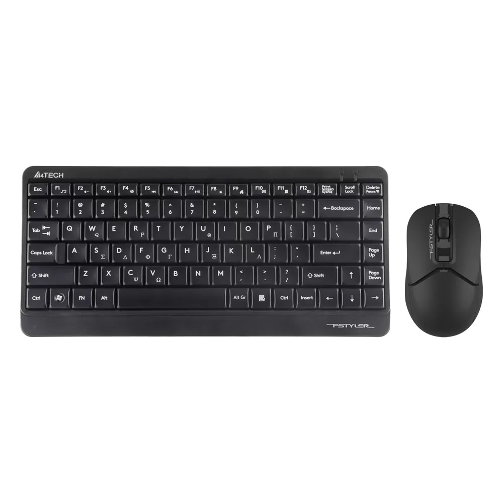 matshop.gr - A4 TECH FSTYLER COMBO FG1112S ΑΣΥΡΜΑΤΟ ΠΛΗΚΤΡΟΛΟΓΙΟ Η/Υ USB FGK-11 EN/GR + ΑΣΥΡΜΑΤΟ ΠΟΝΤΙΚΙ FG12S ΑΘΟΡΥΒΟ CLICK BLACK GR