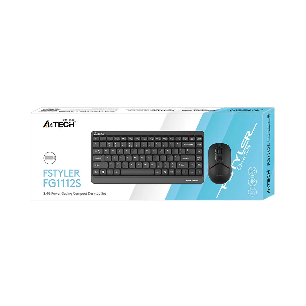 matshop.gr - A4 TECH FSTYLER COMBO FG1112S ΑΣΥΡΜΑΤΟ ΠΛΗΚΤΡΟΛΟΓΙΟ Η/Υ USB FGK-11 EN/GR + ΑΣΥΡΜΑΤΟ ΠΟΝΤΙΚΙ FG12S ΑΘΟΡΥΒΟ CLICK BLACK GR