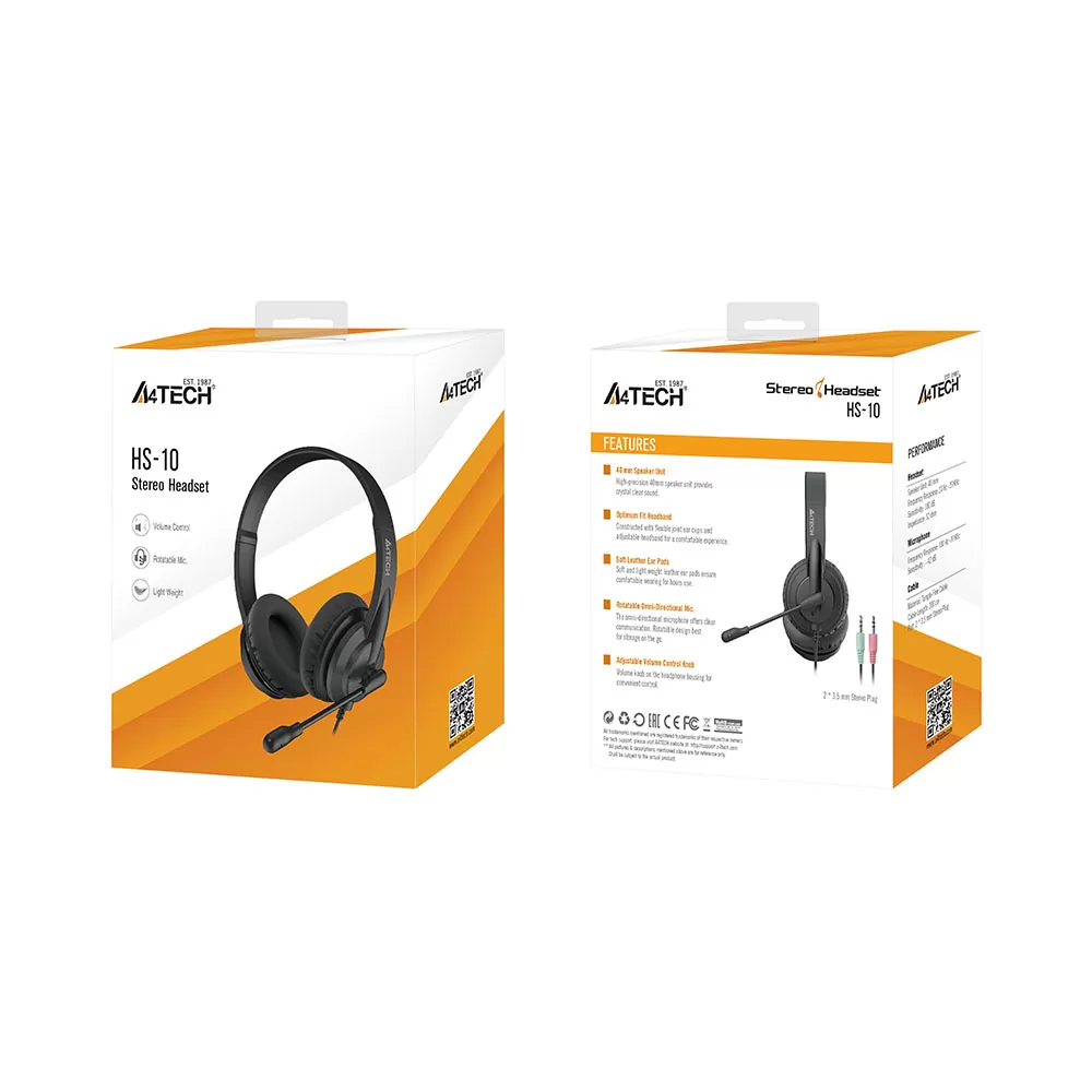 matshop.gr - A4 TECH STEREO 3.5mm ΕΝΣΥΡΜΑΤΑ ΑΚΟΥΣΤΙΚΑ ΜΕ ΜΙΚΡΟΦΩΝΟ HS-10 WIRED HEADPHONES BLACK GR