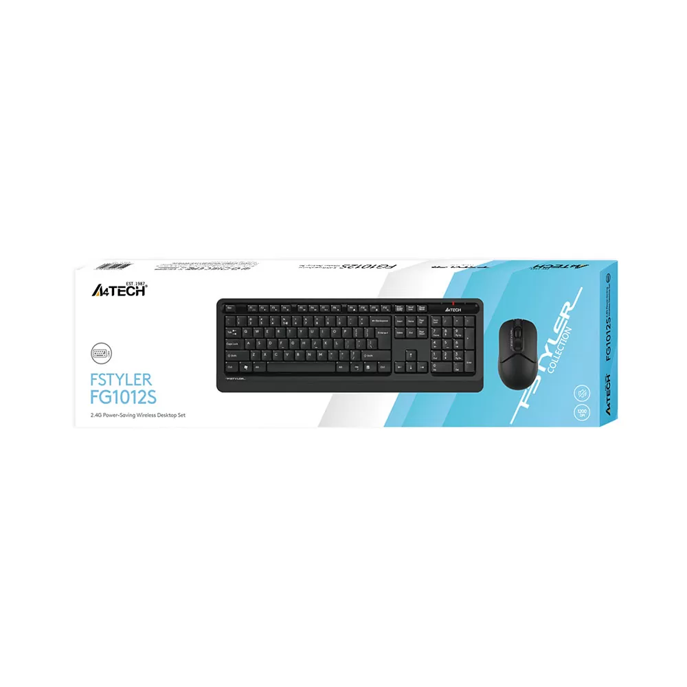matshop.gr - A4 TECH FSTYLER COMBO FG1012S ΑΣΥΡΜΑΤΟ ΠΛΗΚΤΡΟΛΟΓΙΟ Η/Υ USB FGK-10 EN/GR + ΑΣΥΡΜΑΤΟ ΠΟΝΤΙΚΙ FG12S ΑΘΟΡΥΒΟ CLICK BLACK GR
