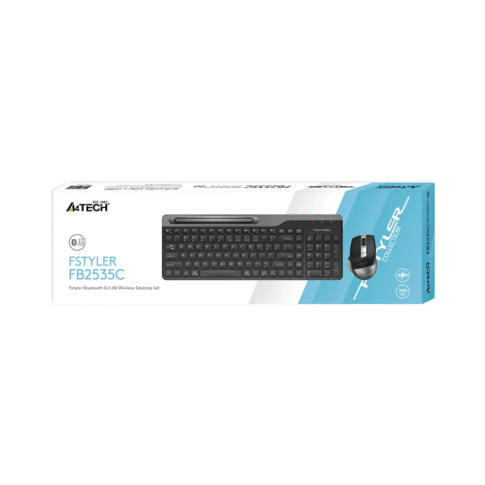 matshop.gr - A4 TECH FSTYLER COMBO FB2535C BLUETOOTH/ΑΣΥΡΜΑΤΟ ΠΛΗΚΤΡΟΛΟΓΙΟ Η/Υ FBK25 EN/GR + BLUETOOTH/ΑΣΥΡΜΑΤΟ ΠΟΝΤΙΚΙ FB35S GREY GR