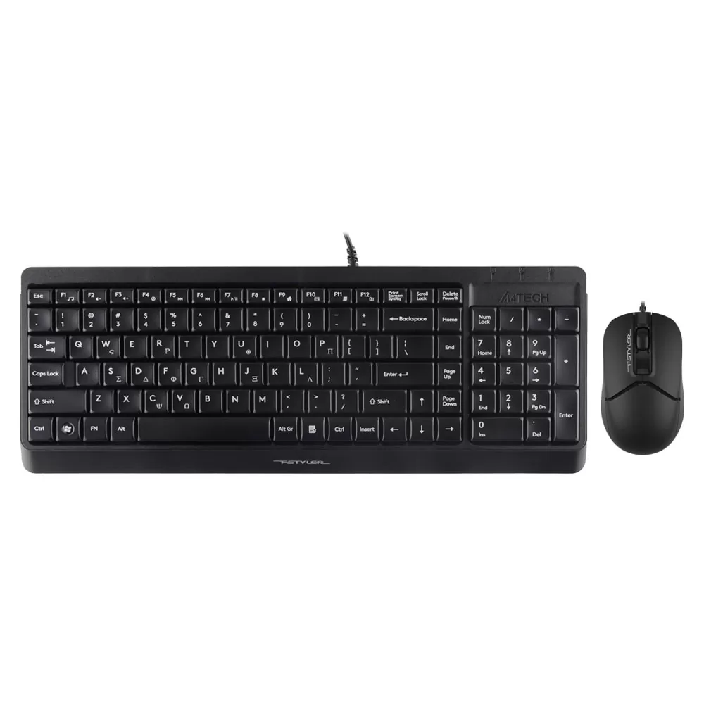 matshop.gr - A4 TECH FSTYLER COMBO F1512S ΕΝΣΥΡΜΑΤΟ ΠΛΗΚΤΡΟΛΟΓΙΟ Η/Υ USB FK15 EN/GR + ΕΝΣΥΡΜΑΤΟ ΠΟΝΤΙΚΙ FM12S WHITE GR