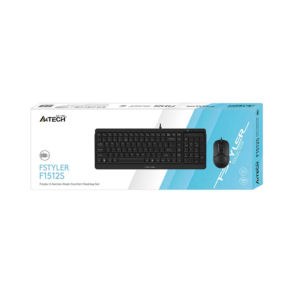matshop.gr - A4 TECH FSTYLER COMBO F1512S ΕΝΣΥΡΜΑΤΟ ΠΛΗΚΤΡΟΛΟΓΙΟ Η/Υ USB FK15 EN/GR + ΕΝΣΥΡΜΑΤΟ ΠΟΝΤΙΚΙ FM12S WHITE GR