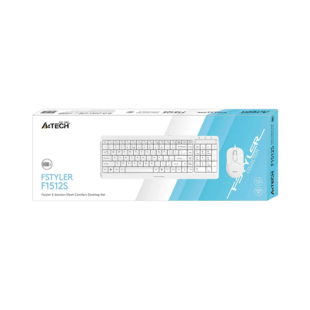 matshop.gr - A4 TECH FSTYLER COMBO F1512S ΕΝΣΥΡΜΑΤΟ ΠΛΗΚΤΡΟΛΟΓΙΟ Η/Υ USB FK15 EN/GR + ΕΝΣΥΡΜΑΤΟ ΠΟΝΤΙΚΙ FM12S WHITE GR