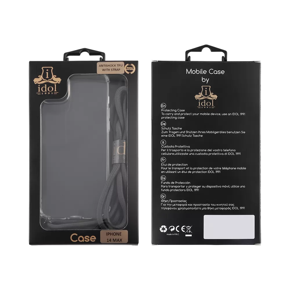 matshop.gr - IDOL 1991 ΘΗΚΗ IPHONE 14 PLUS 6.7" ANTISHOCK AIR TPU WITH STRAP CAMERA GUARD ΔΙΑΦΑΝΗ