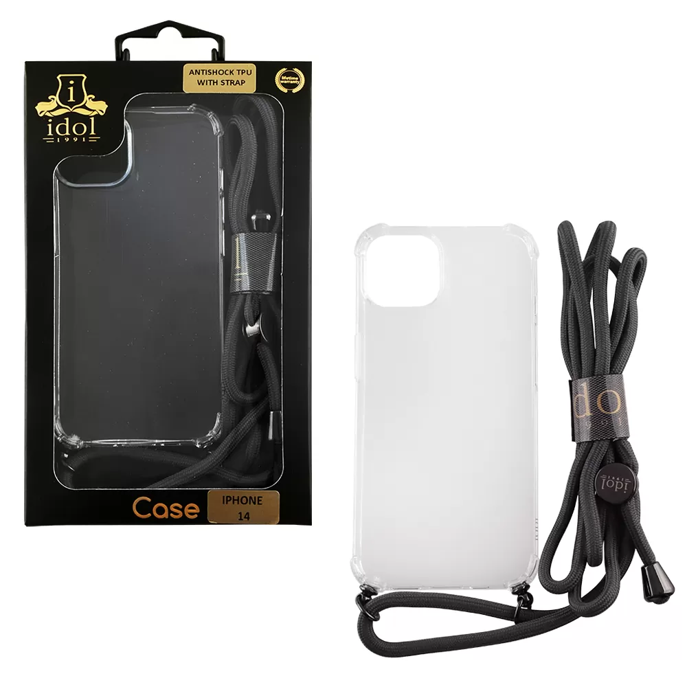 matshop.gr - IDOL 1991 ΘΗΚΗ IPHONE 14 6.1" ANTISHOCK AIR TPU WITH STRAP CAMERA GUARD ΔΙΑΦΑΝΗ