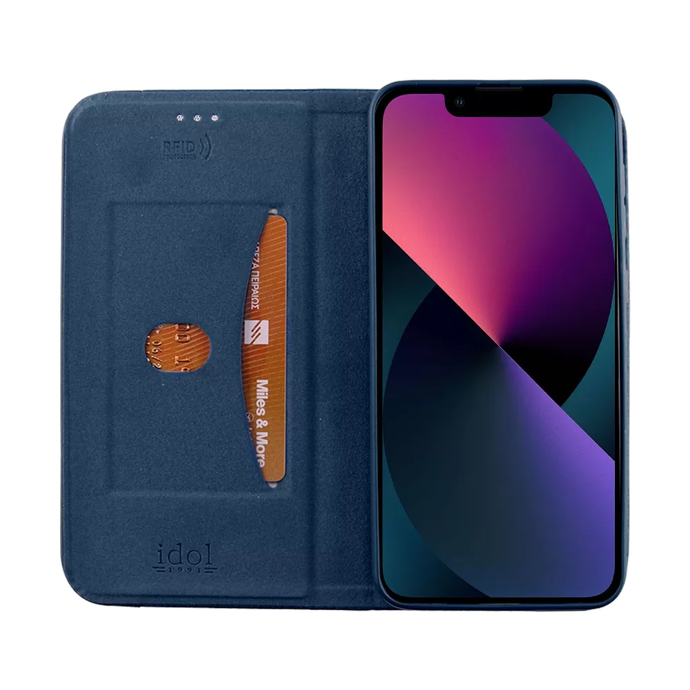 matshop.gr - IDOL 1991 ΘΗΚΗ IPHONE 14 6.1" ELITE ANTI-RFID BOOK STAND BLUE