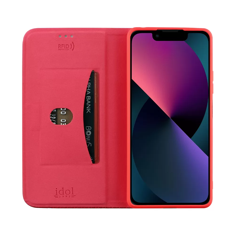 matshop.gr - IDOL 1991 ΘΗΚΗ IPHONE 14 PRO MAX 6.7" ELITE ANTI-RFID BOOK STAND RED