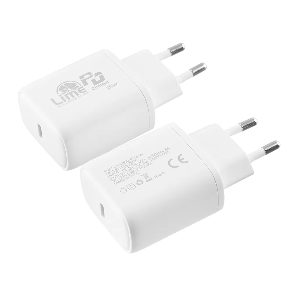 matshop.gr - LIME TYPE C PD 3.0 FAST TRAVEL QC 3.0 LTC25W 25W 5V 3.0A /9V 2.8A/12V 2.1A WHITE