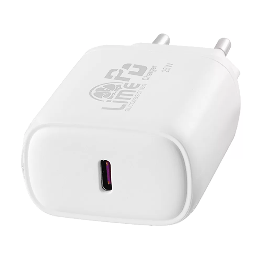 matshop.gr - LIME TYPE C PD 3.0 FAST TRAVEL QC 3.0 LTC25W 25W 5V 3.0A /9V 2.8A/12V 2.1A WHITE