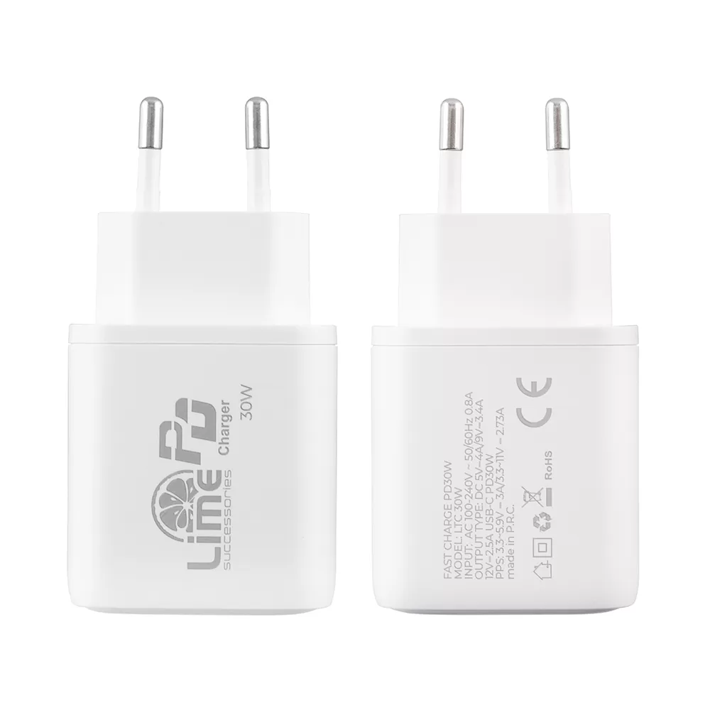 matshop.gr - LIME TYPE C PD 3.0 SUPER FAST TRAVEL QC 3.0 LTC30W 30W 5V 4.0A /9V  3.4A/12V 2.5A WHITE