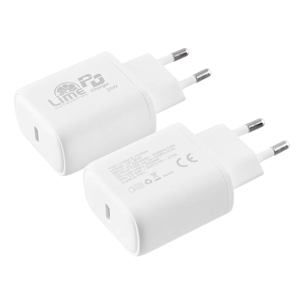 matshop.gr - LIME TYPE C PD 3.0 SUPER FAST TRAVEL QC 3.0 LTC30W 30W 5V 4.0A /9V  3.4A/12V 2.5A WHITE