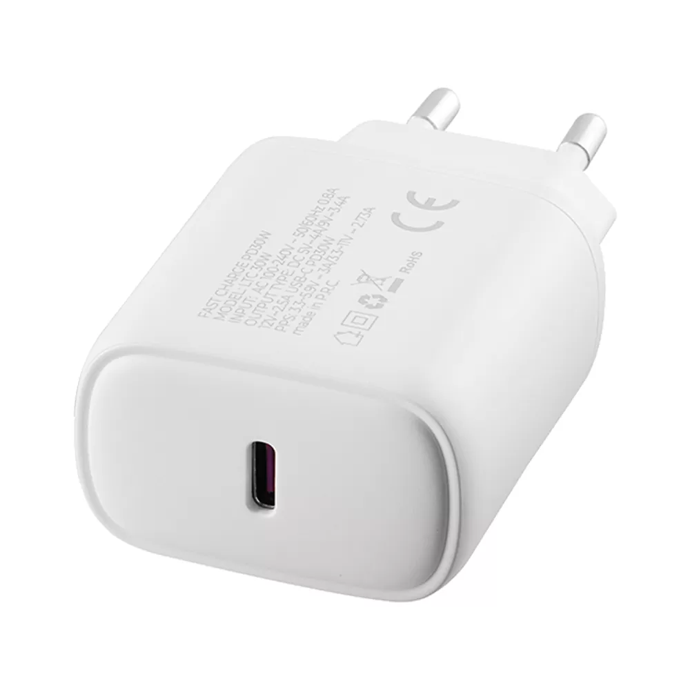 matshop.gr - LIME TYPE C PD 3.0 SUPER FAST TRAVEL QC 3.0 LTC30W 30W 5V 4.0A /9V  3.4A/12V 2.5A WHITE