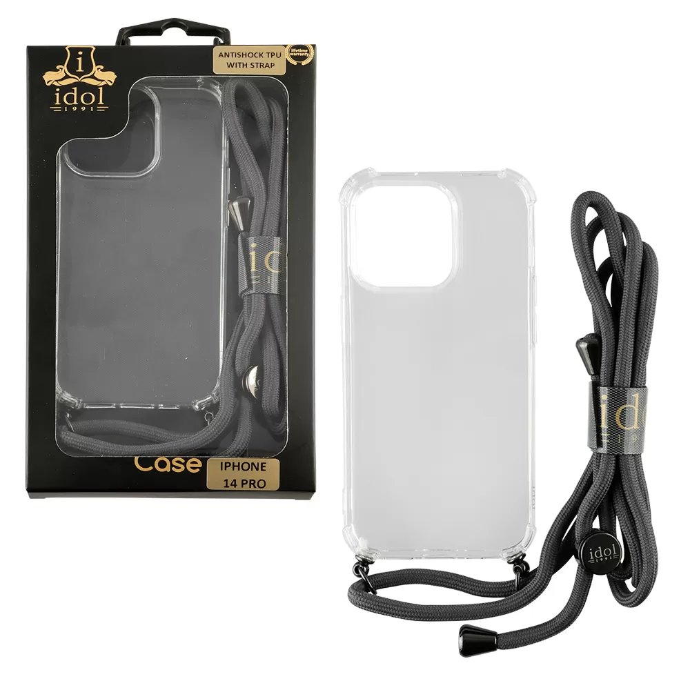 matshop.gr - IDOL 1991 ΘΗΚΗ IPHONE 14 PRO 6.1" ANTISHOCK AIR TPU WITH STRAP CAMERA GUARD ΔΙΑΦΑΝΗ