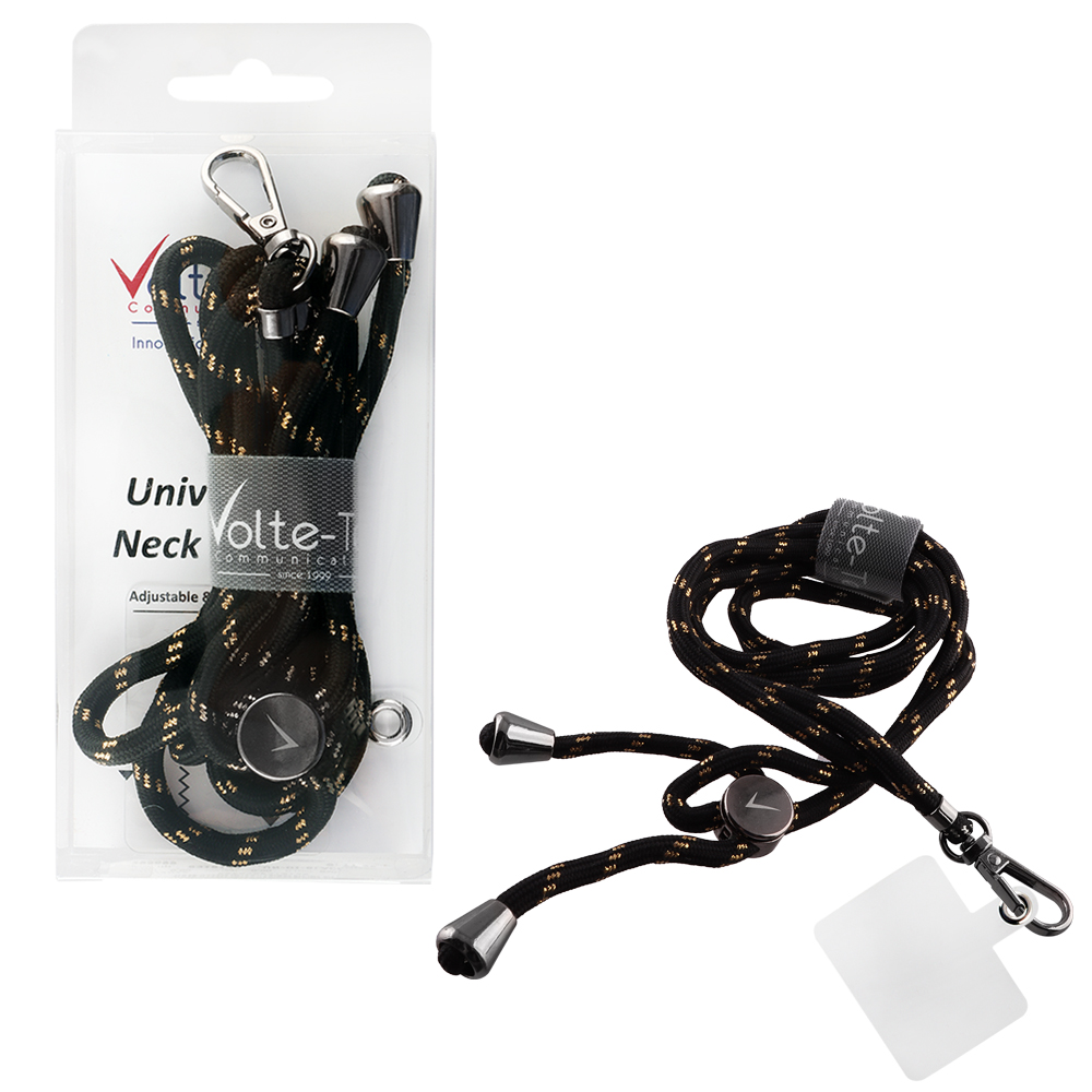matshop.gr - VOLTE-TEL NECK STRAP - ΛΟΥΡΑΚΙ ΛΑΙΜΟΥ ΓΙΑ ΘΗΚΕΣ ΜΑΥΡΟ-ΧΡΥΣΟ VT02