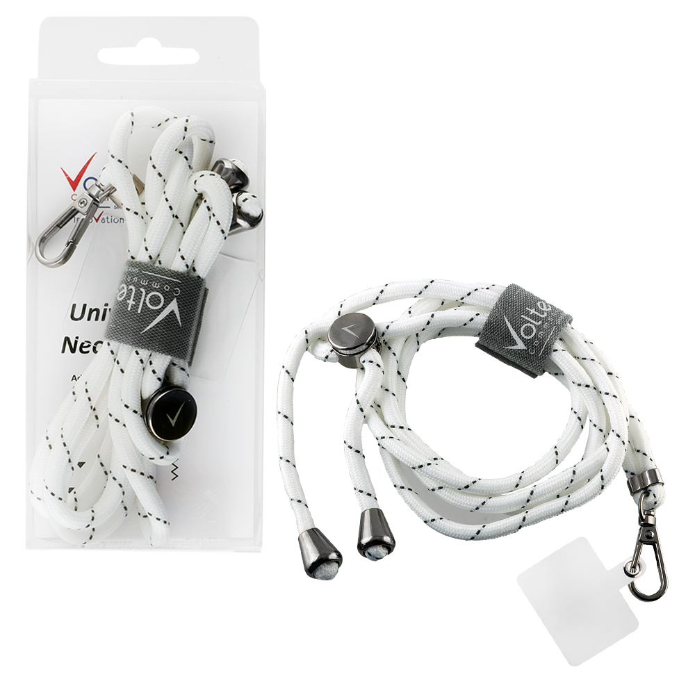 matshop.gr - VOLTE-TEL NECK STRAP - ΛΟΥΡΑΚΙ ΛΑΙΜΟΥ ΓΙΑ ΘΗΚΕΣ ΑΣΠΡΟ ΜΕ ΜΑΥΡΕΣ ΡΙΓΕΣ VT33