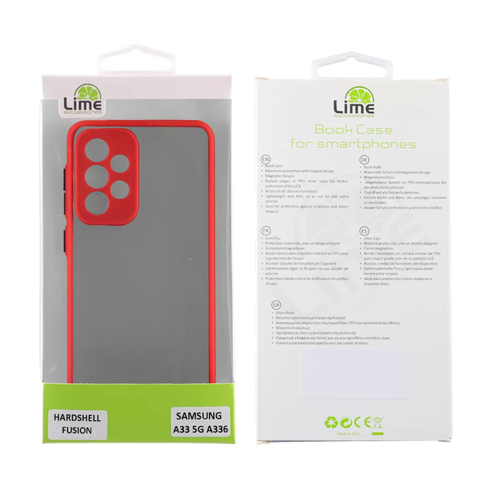 matshop.gr - LIME ΘΗΚΗ SAMSUNG A33 5G A336 6.4" HARDSHELL FUSION FULL CAMERA PROTECTION RED WITH BLACK KEYS