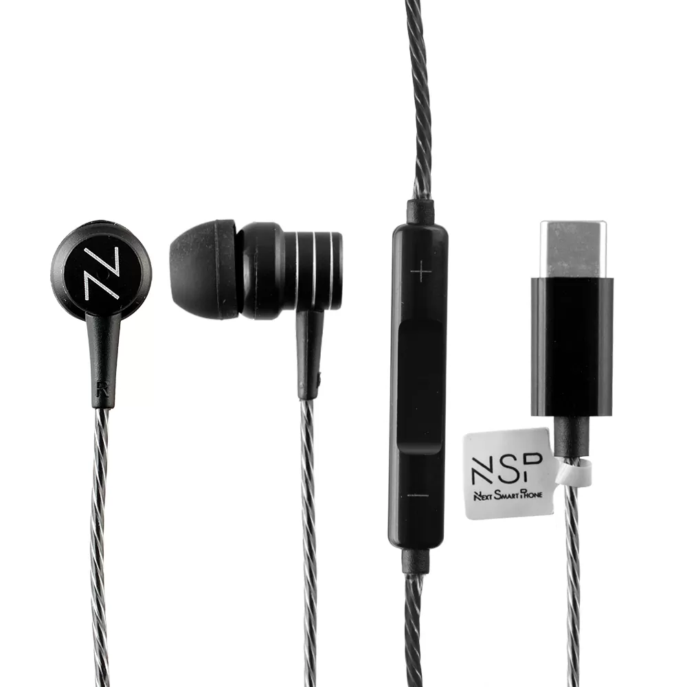 matshop.gr - NSP HANDS FREE STEREO UNIVERSAL TYPE C 1.2m RIPPLY HN28 WITH REMOTE AND MIC BLACK
