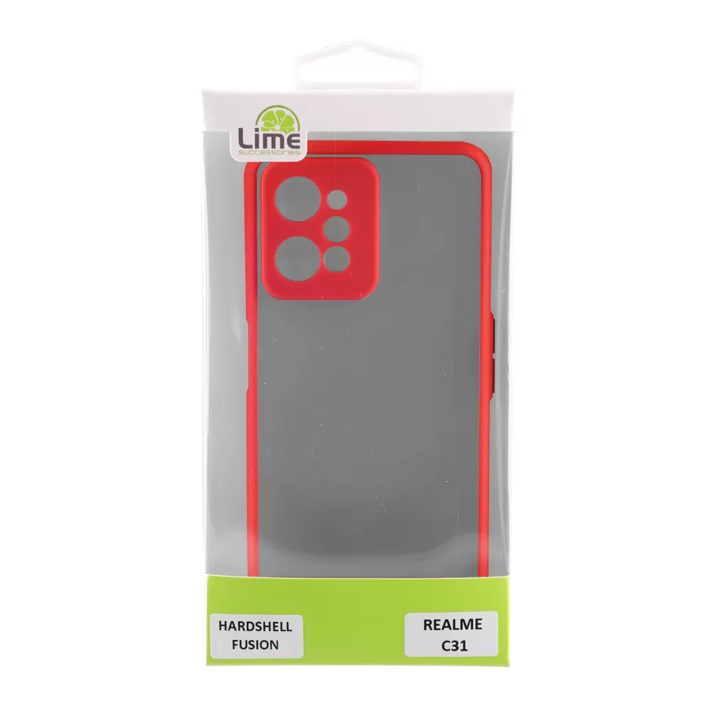 matshop.gr - LIME ΘΗΚΗ REALME C31 6.5" HARDSHELL FUSION FULL CAMERA PROTECTION RED WITH BLACK KEYS