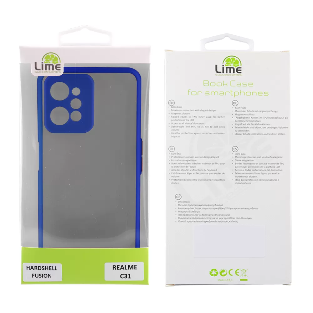 matshop.gr - LIME ΘΗΚΗ REALME C31 6.5" HARDSHELL FUSION FULL CAMERA PROTECTION BLUE WITH YELLOW KEYS