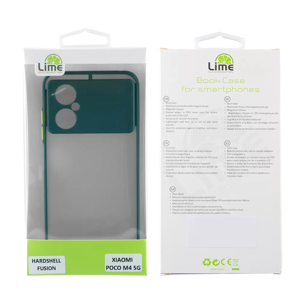 matshop.gr - LIME ΘΗΚΗ XIAOMI POCO M4 5G 6.58" HARDSHELL FUSION FULL CAMERA PROTECTION GREEN WITH YELLOW KEYS