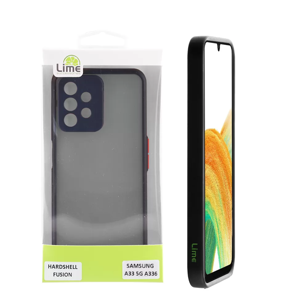 matshop.gr - LIME ΘΗΚΗ SAMSUNG A33 5G A336 6.4" HARDSHELL FUSION FULL CAMERA PROTECTION BLACK WITH RED KEYS