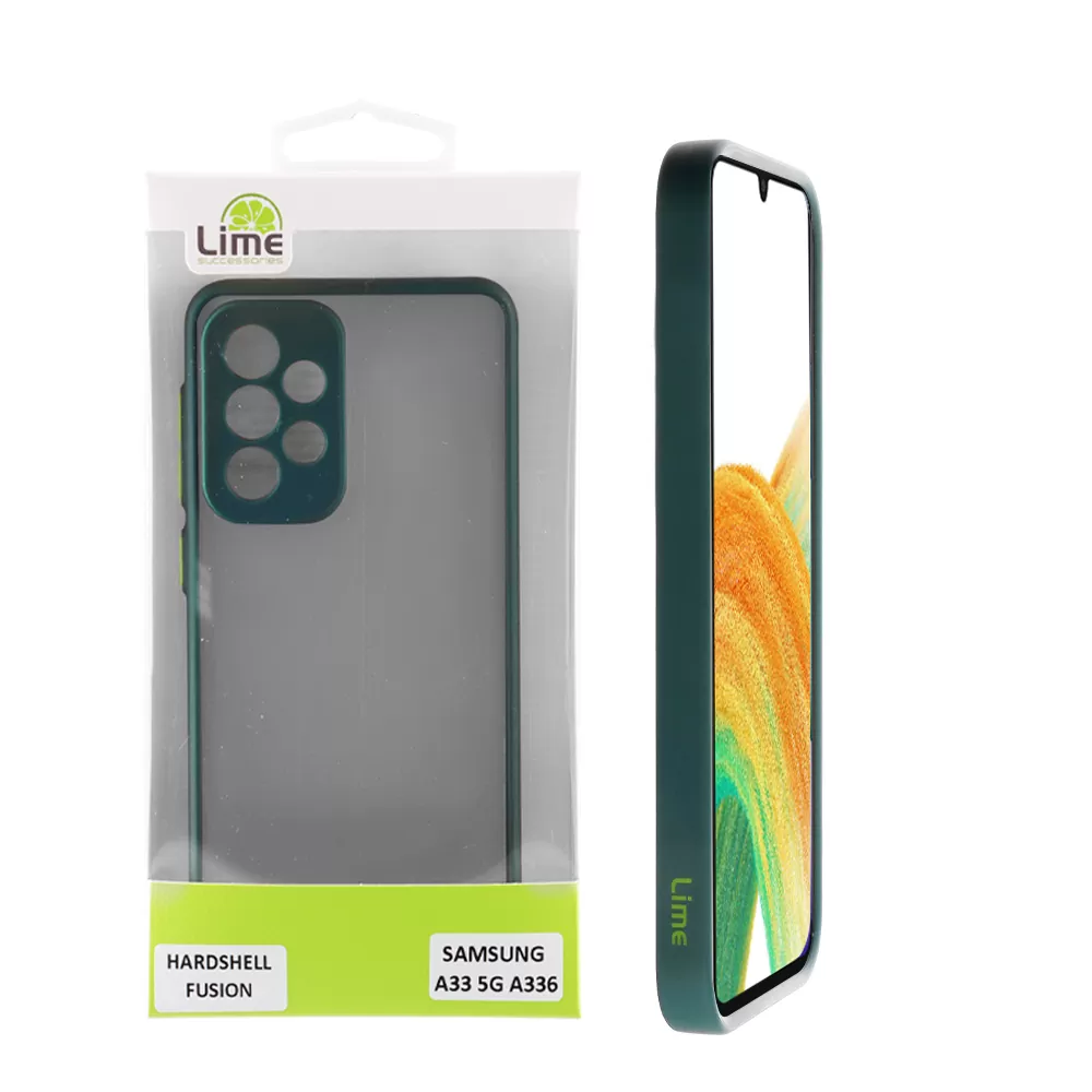 matshop.gr - LIME ΘΗΚΗ SAMSUNG A33 5G A336 6.4" HARDSHELL FUSION FULL CAMERA PROTECTION GREEN WITH YELLOW KEYS