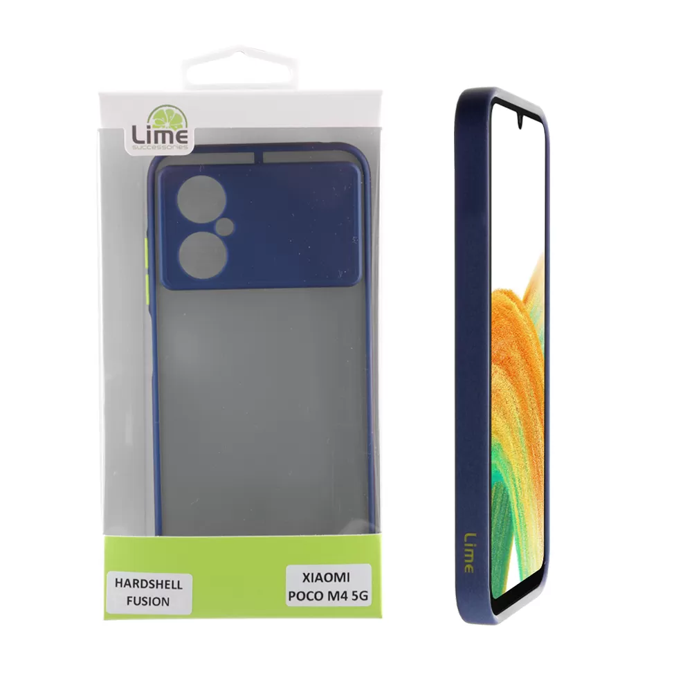 matshop.gr - LIME ΘΗΚΗ XIAOMI POCO M4 5G 6.58" HARDSHELL FUSION FULL CAMERA PROTECTION BLUE WITH YELLOW KEYS
