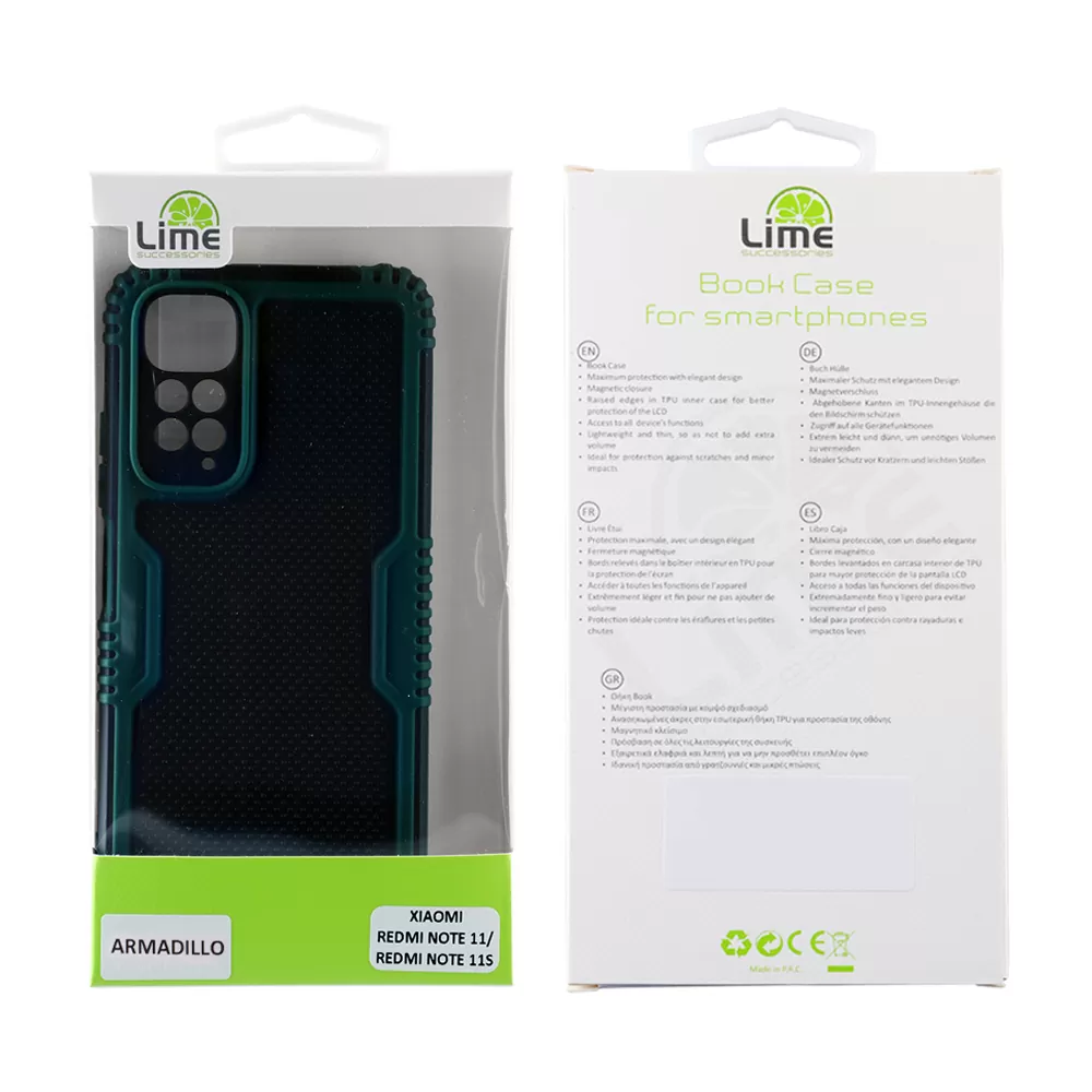 matshop.gr - LIME ΘΗΚΗ XIAOMI REDMI NOTE 11/REDMI NOTE 11S 6.43" ARMADILLO FULL CAMERA PROTECTION GREEN