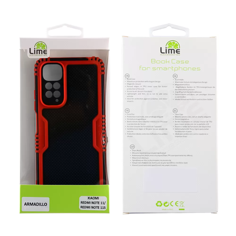 matshop.gr - LIME ΘΗΚΗ XIAOMI REDMI NOTE 11/REDMI NOTE 11S 6.43" ARMADILLO FULL CAMERA PROTECTION RED