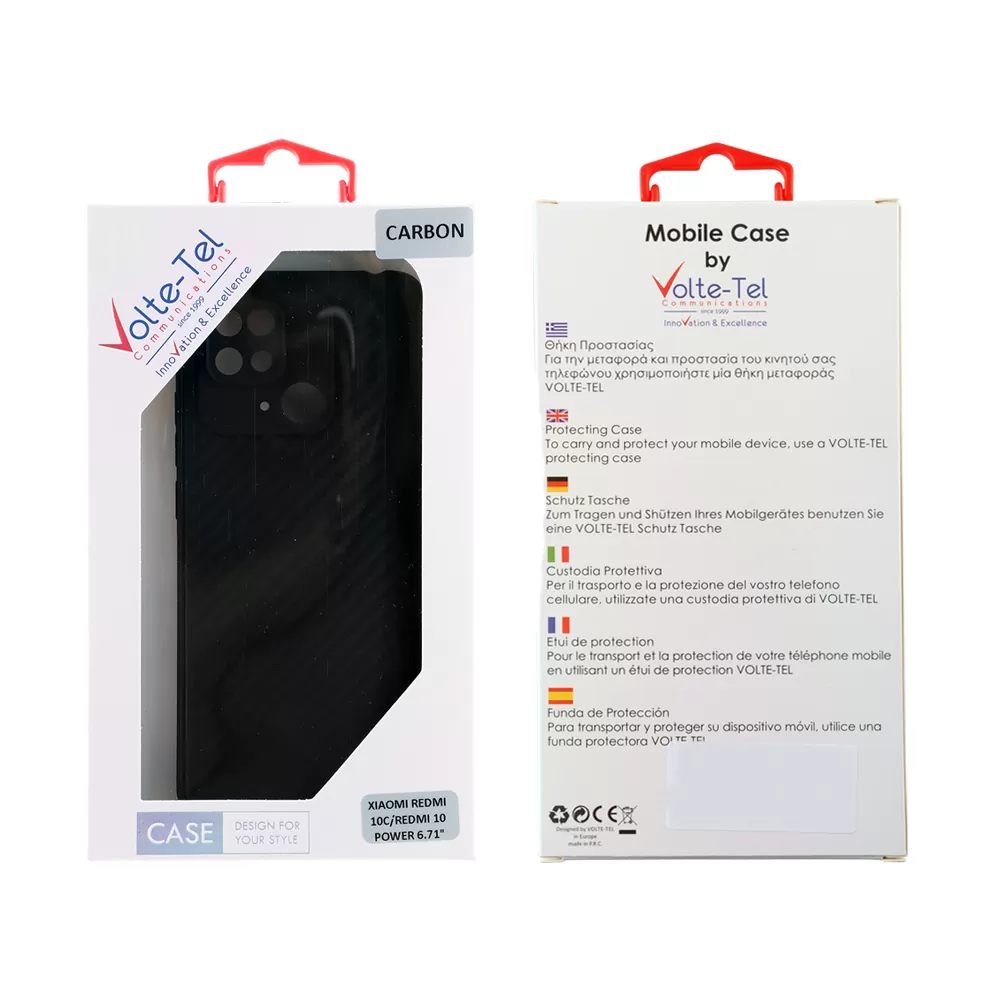 matshop.gr - VOLTE-TEL ΘΗΚΗ XIAOMI REDMI 10C/REDMI 10 POWER 6.71" CARBON CAMERA PROTECTIVE BLACK