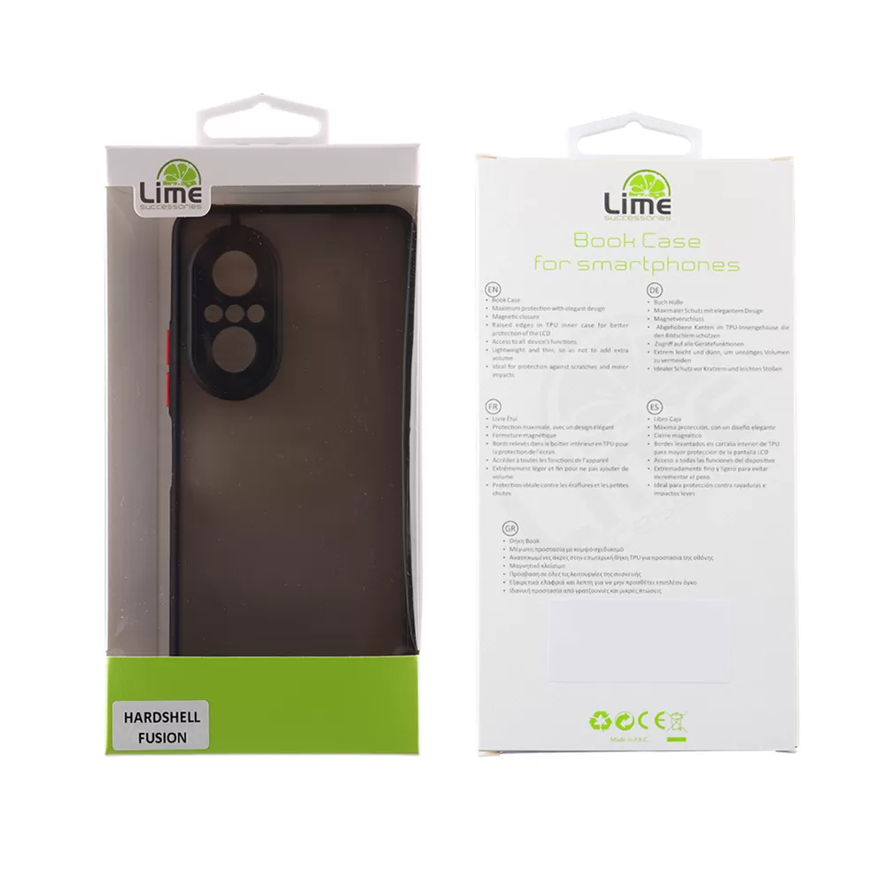 matshop.gr - LIME ΘΗΚΗ HUAWEI NOVA 9 SE 6.78" HARDSHELL FUSION FULL CAMERA PROTECTION BLACK WITH RED KEYS