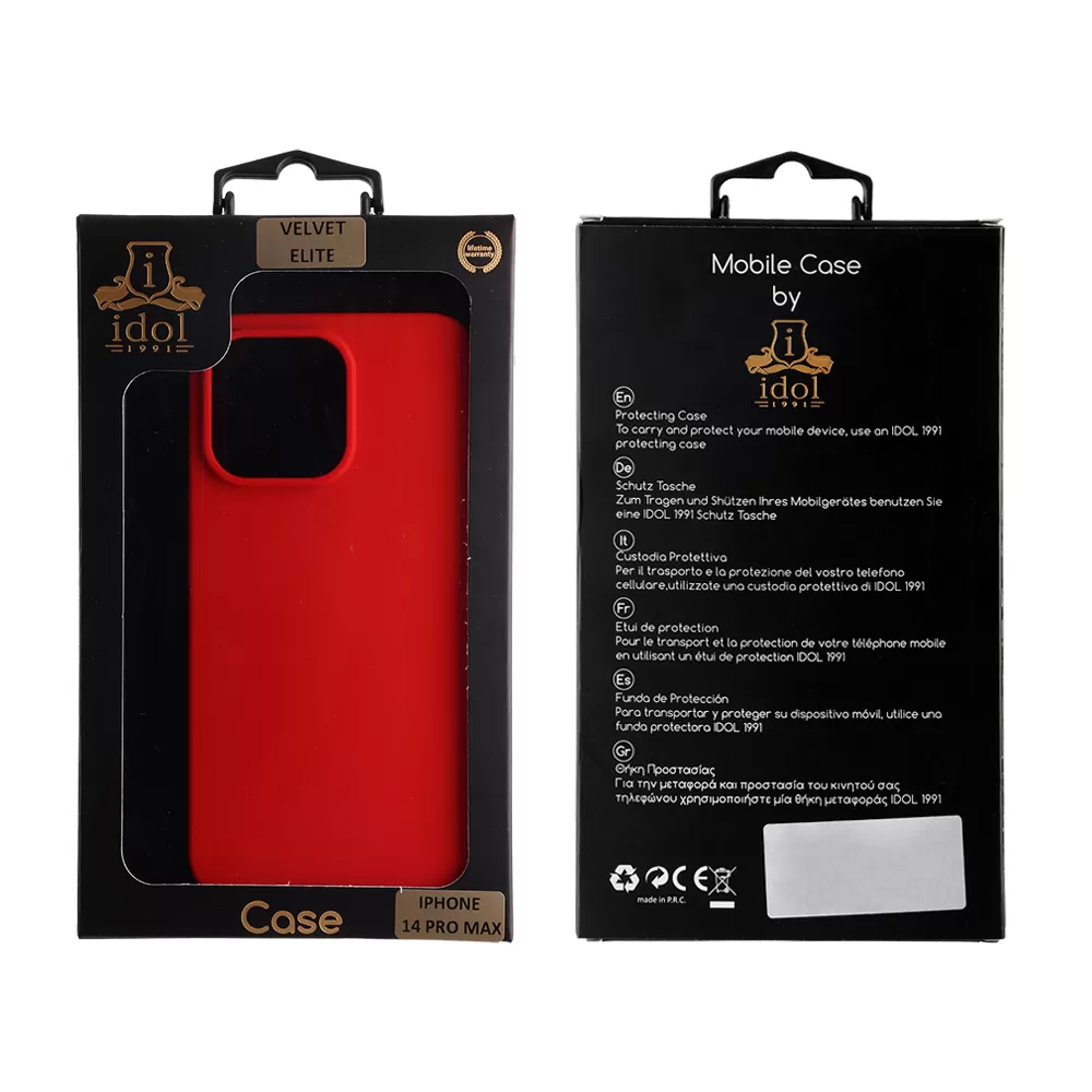 matshop.gr - IDOL 1991 ΘΗΚΗ IPHONE 14 PRO MAX 6.7" VELVET ELITE TPU 4 SIDE CAMERA GUARD RED