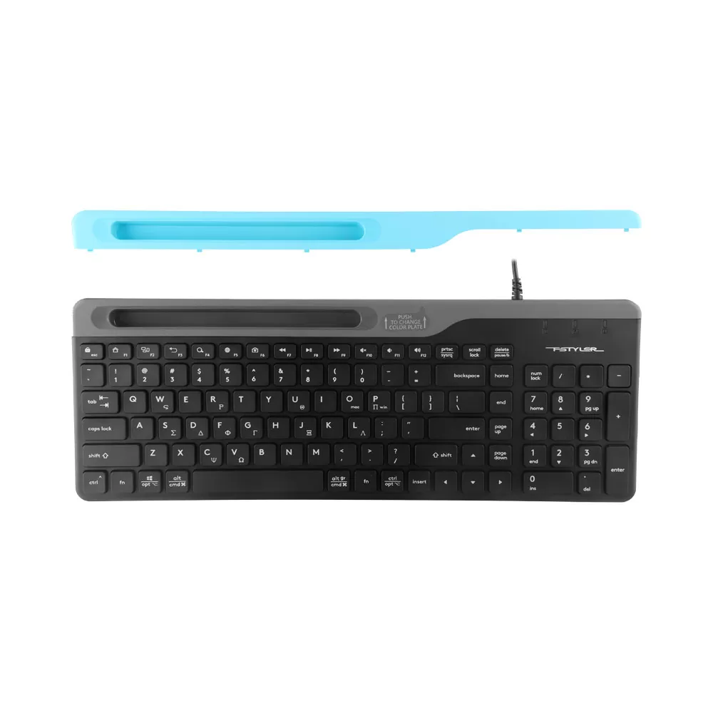 matshop.gr - A4 TECH FSTYLER ΕΝΣΥΡΜΑΤΟ ΠΛΗΚΤΡΟΛΟΓΙΟ Η/Υ USB FK25 EN/GR WIRED KEYBOARD ULTRA SLIM BLACK GR