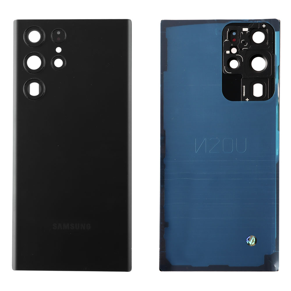 matshop.gr - SAMSUNG S22 ULTRA 5G S908 BATTERY COVER + LENS BLACK 3P OR