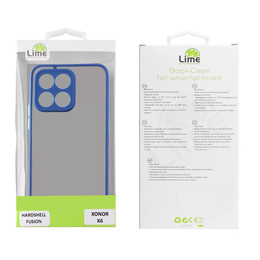 matshop.gr - LIME ΘΗΚΗ HONOR X6 6.5" HARDSHELL FUSION FULL CAMERA PROTECTION BLUE WITH YELLOW KEYS