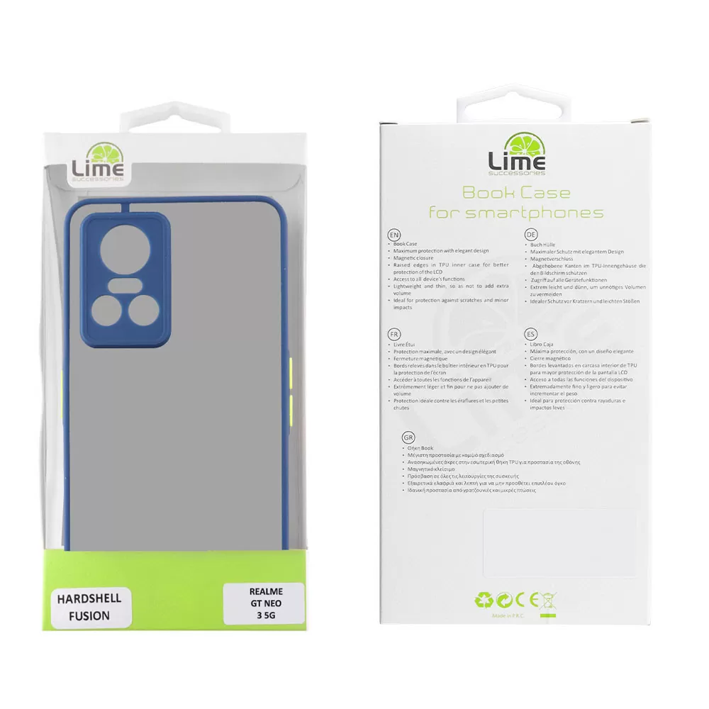 matshop.gr - LIME ΘΗΚΗ REALME GT NEO 3 5G 6.7" HARDSHELL FUSION FULL CAMERA PROTECTION BLUE WITH YELLOW KEYS