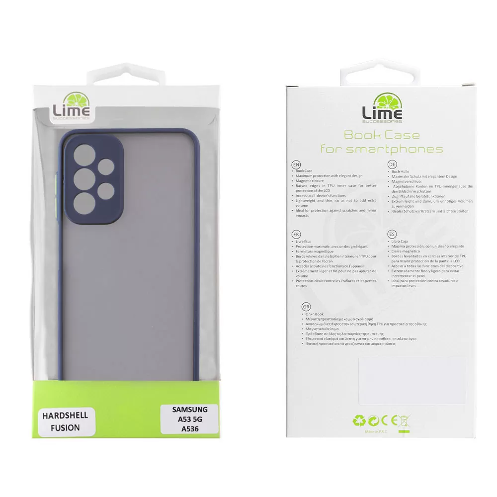 matshop.gr - LIME ΘΗΚΗ SAMSUNG A53 5G A536 6.5" HARDSHELL FUSION FULL CAMERA PROTECTION BLUE WITH YELLOW KEYS