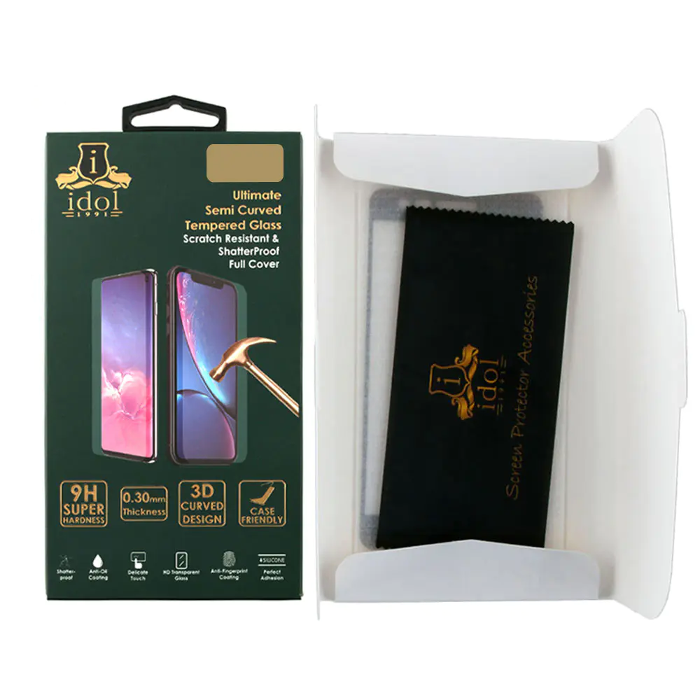 matshop.gr - IDOL 1991 TEMPERED GLASS HONOR 70 6.67" 9H 0.30mm 3D SEMI CURVED FINGER UNLOCK BLACK FULL COVER