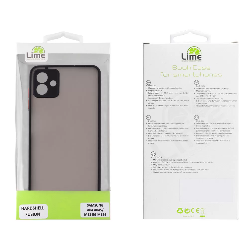 matshop.gr - LIME ΘΗΚΗ SAMSUNG A04 A045/M13 5G M136 6.5" HARDSHELL FUSION FULL CAMERA PROTECTION BLACK WITH RED KEYS