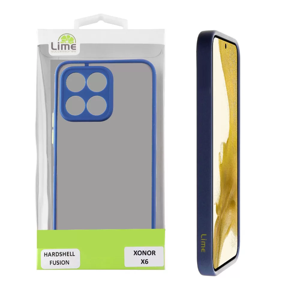 matshop.gr - LIME ΘΗΚΗ HONOR X6 6.5" HARDSHELL FUSION FULL CAMERA PROTECTION BLUE WITH YELLOW KEYS