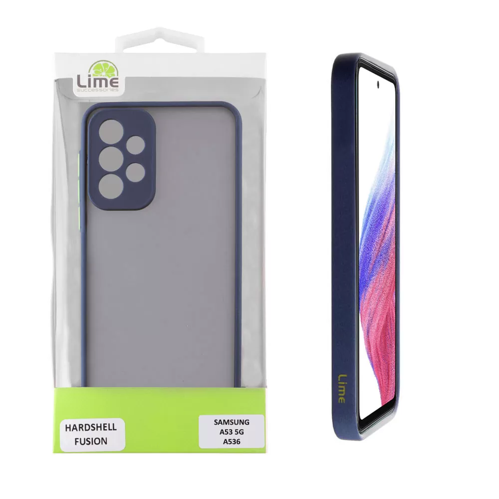 matshop.gr - LIME ΘΗΚΗ SAMSUNG A53 5G A536 6.5" HARDSHELL FUSION FULL CAMERA PROTECTION BLUE WITH YELLOW KEYS